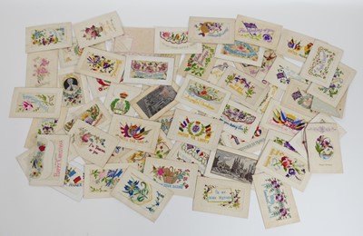 Lot 317 - A collection of World War I silkwork...