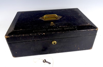 Lot 2338 - A George V black morocco leather despatch box,...