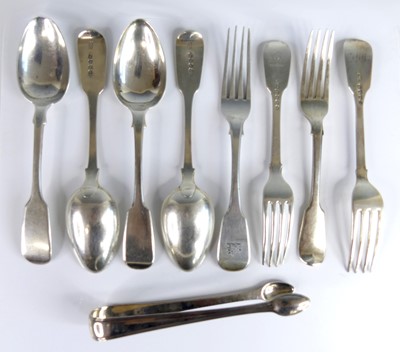 Lot 2213 - A collection of William IV silver flatwares,...