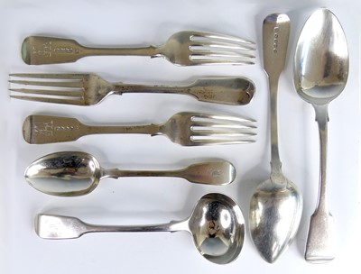 Lot 2212 - A collection of 19th century silver flatwares...