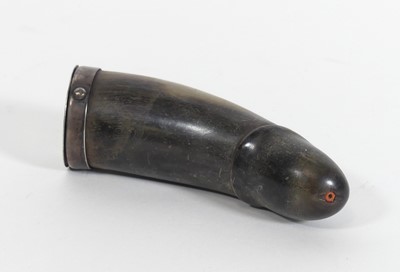 Lot 457 - A horn snuff mule in the form of a phallus,...