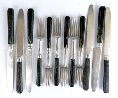 Lot 2146 - A six place setting of George III silver...