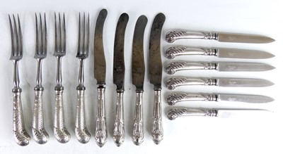 Lot 2211 - A matched set of 19th century silver handled...