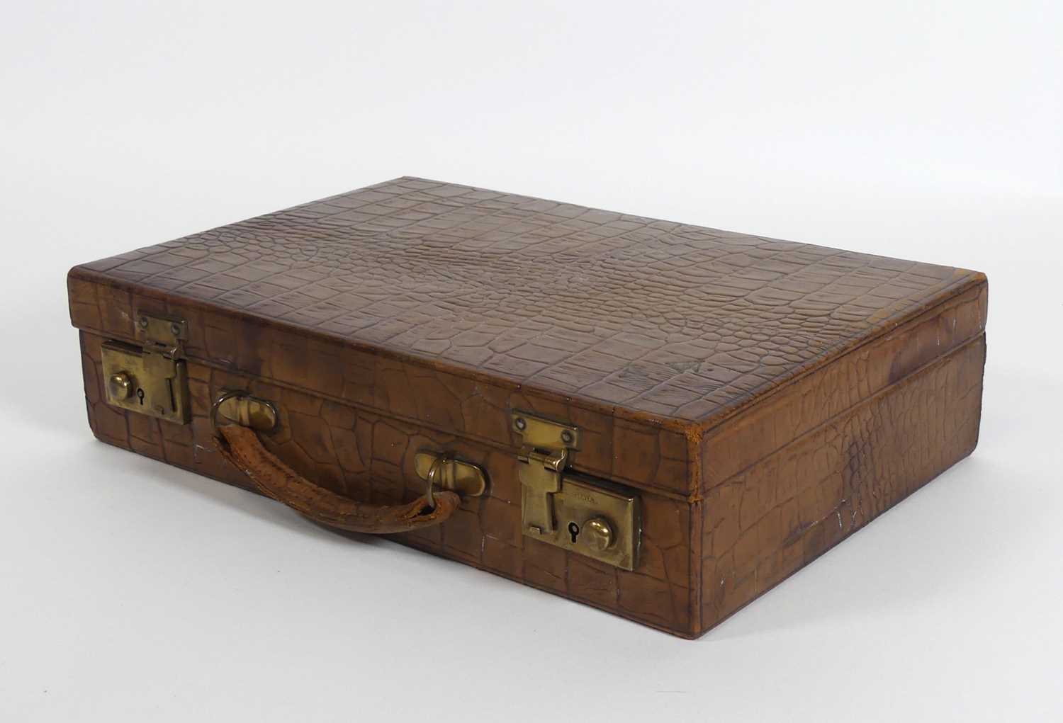 Lot 89 - A simulated alligator skin briefcase, of small...