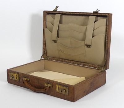 Lot 89 - A simulated alligator skin briefcase, of small...
