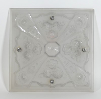 Lot 83 - A French Art Deco frosted glass plafonier, of...