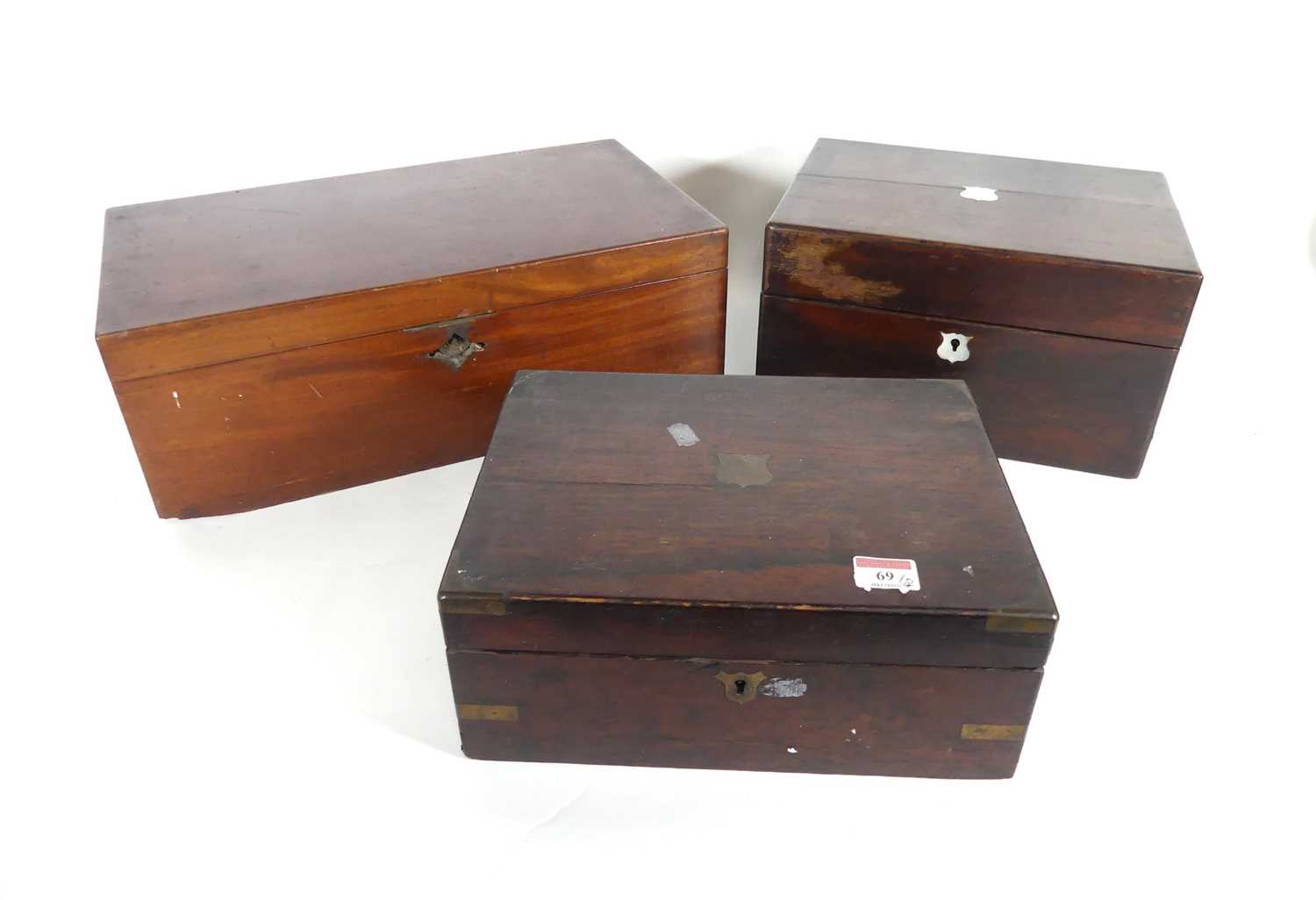 Lot 69 - A 19th century rosewood brass mounted writing...