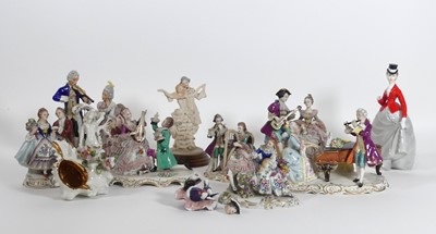 Lot 154 - A collection of porcelain figures, to include...