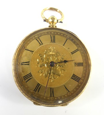 Lot 2502 - A continental 18 carat gold cased open face...