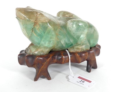 Lot 29 - A Chinese hardstone frog, 20th century, the...