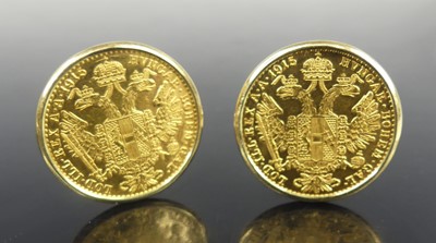 Lot 2525 - A pair of continental14ct gold gent's...