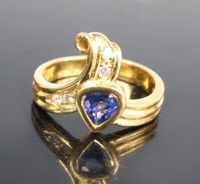 Lot 2522 - A contemporary 18ct gold Ceylon sapphire and...