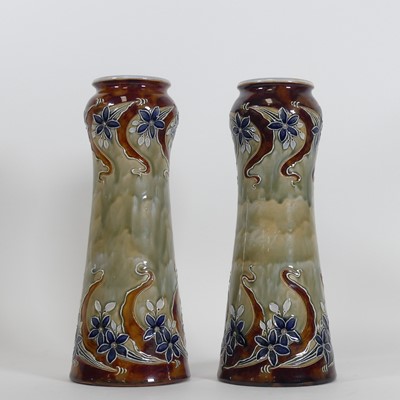 Lot 17 - A pair of Doulton Lambeth stoneware vases, of...