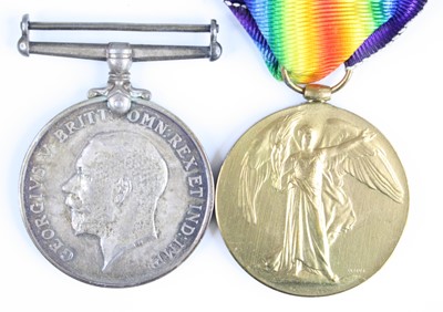 Lot 620 - A pair of WW I British War and Victory Medals,...