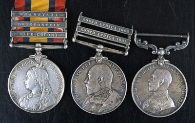 Lot 787 - A Boer War group of three medals to include...
