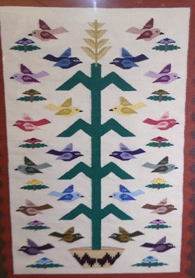 Lot 1030 - A Framed Turkish Tree Of LIfe Rug decorated...