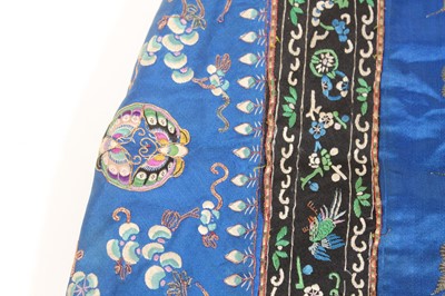 Lot 143 - A Chinese blue-ground silk embroidered lady’s...