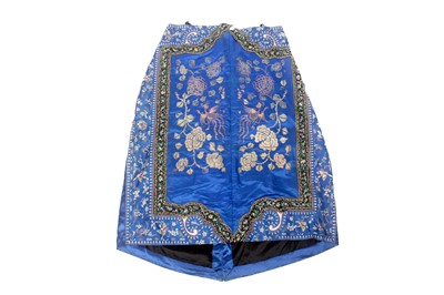 Lot 143 - A Chinese blue-ground silk embroidered lady’s...