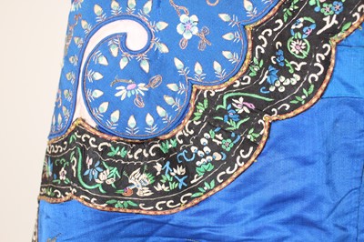 Lot 143 - A Chinese blue-ground silk embroidered lady’s...