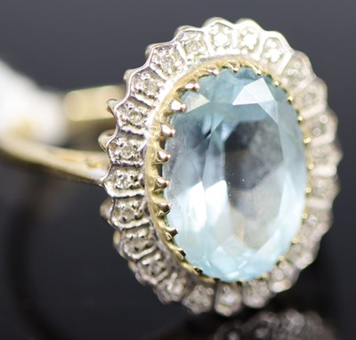 Lot 331 - A contemporary 9ct gold aquamarine and diamond...