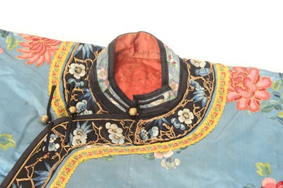 Lot 144 - A Chinese turquoise-blue ground silk...