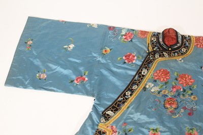 Lot 144 - A Chinese turquoise-blue ground silk...