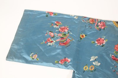 Lot 144 - A Chinese turquoise-blue ground silk...