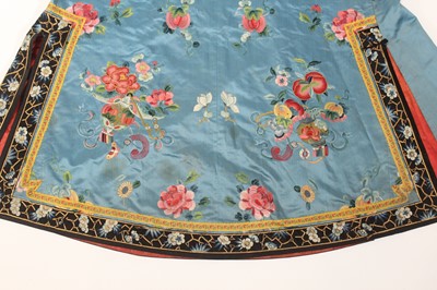 Lot 144 - A Chinese turquoise-blue ground silk...
