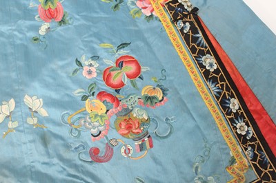 Lot 144 - A Chinese turquoise-blue ground silk...