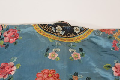 Lot 144 - A Chinese turquoise-blue ground silk...