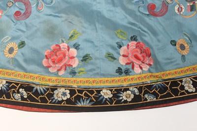 Lot 144 - A Chinese turquoise-blue ground silk...