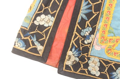 Lot 144 - A Chinese turquoise-blue ground silk...