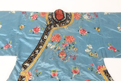 Lot 144 - A Chinese turquoise-blue ground silk...
