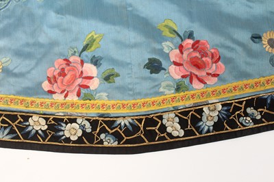 Lot 144 - A Chinese turquoise-blue ground silk...