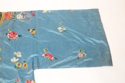 Lot 144 - A Chinese turquoise-blue ground silk...