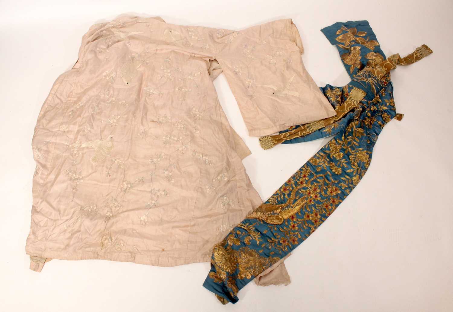 Lot 146 - A Japanese embroidered silk robe and a...
