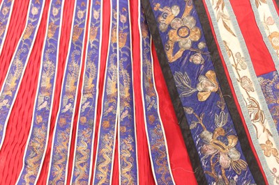 Lot 142 - A Chinese red-ground silk embroidered “floral”...