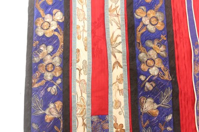 Lot 142 - A Chinese red-ground silk embroidered “floral”...
