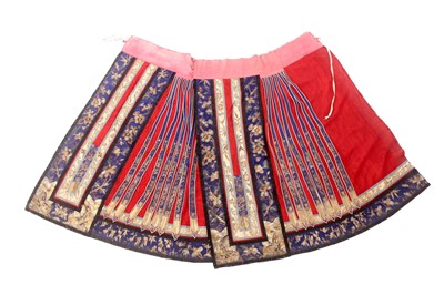 Lot 142 - A Chinese red-ground silk embroidered “floral”...