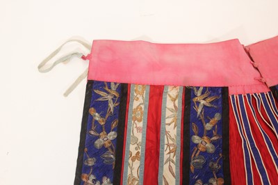 Lot 142 - A Chinese red-ground silk embroidered “floral”...