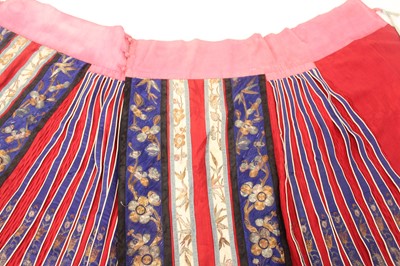 Lot 142 - A Chinese red-ground silk embroidered “floral”...