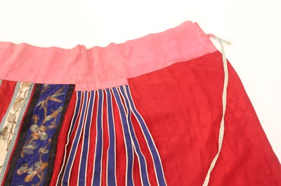 Lot 142 - A Chinese red-ground silk embroidered “floral”...