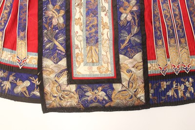 Lot 142 - A Chinese red-ground silk embroidered “floral”...