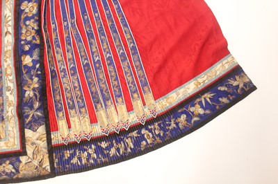 Lot 142 - A Chinese red-ground silk embroidered “floral”...