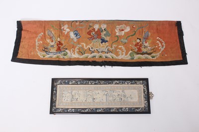 Lot 140 - Three Chinese silk embroidered panels, late...