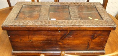 Lot 1136 - A rustic stained pine hinge topped tool chest,...