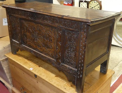 Lot 1164 - An 18th century and later line carved oak...