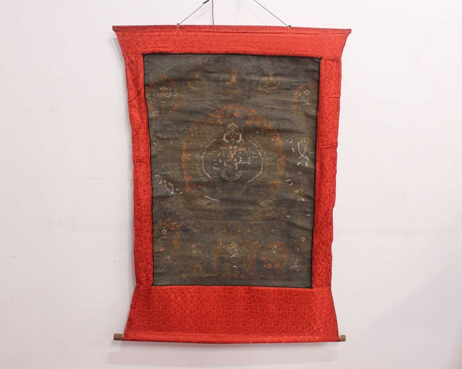 Lot 157 - A Tibetan Thangka of a wrathful deity, early...