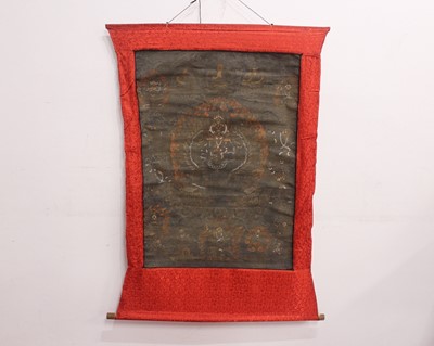 Lot 157 - A Tibetan Thangka of a wrathful deity, early...