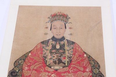 Lot 133 - A pair of Chinese ancestor portraits, circa...